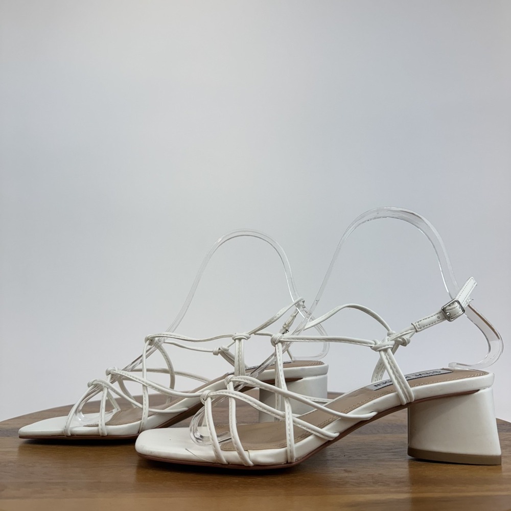 New Womens Steve Madden Sydnee Strappy Pull On White Heeled Sandals Size 6 M - Picture 2 of 8
